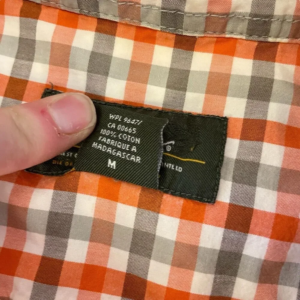 Eddie Bauer Check Shirt Men’s M Short Sleeve Button Down Gray Orange - Picture 5 of 16